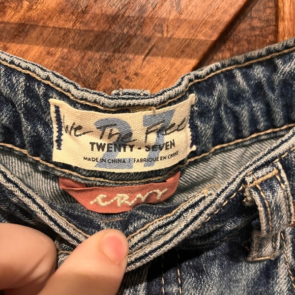 Free people We The Free Distressed Denim Jean Shorts Blue Rip Cuffed HighWaisted - Picture 3 of 7